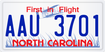 NC license plate AAU3701