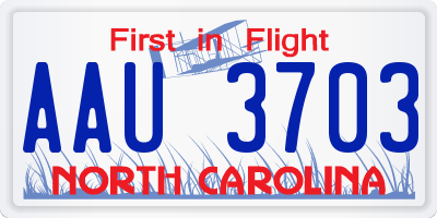 NC license plate AAU3703