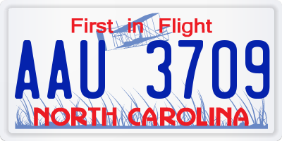 NC license plate AAU3709