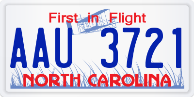 NC license plate AAU3721