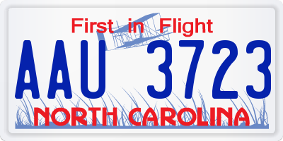 NC license plate AAU3723