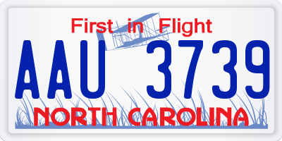 NC license plate AAU3739
