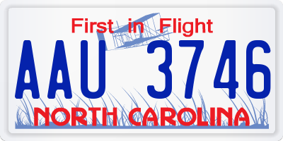 NC license plate AAU3746