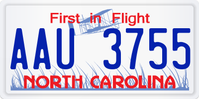 NC license plate AAU3755
