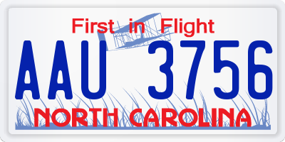 NC license plate AAU3756