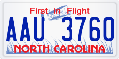 NC license plate AAU3760
