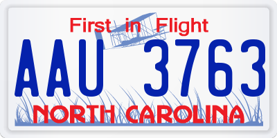 NC license plate AAU3763