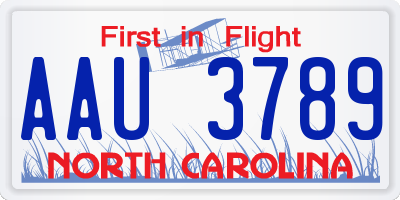 NC license plate AAU3789