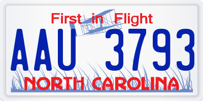 NC license plate AAU3793