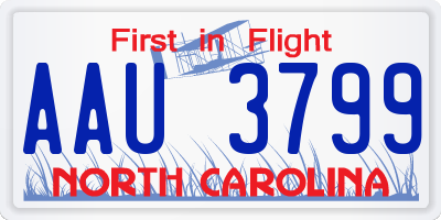 NC license plate AAU3799