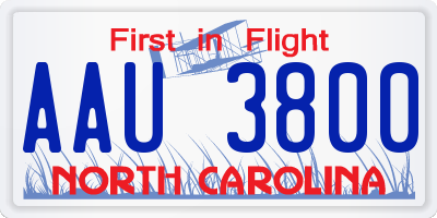 NC license plate AAU3800