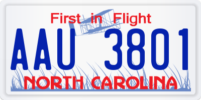 NC license plate AAU3801