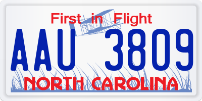 NC license plate AAU3809