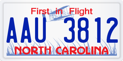 NC license plate AAU3812