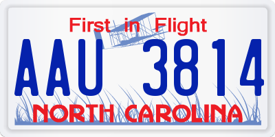 NC license plate AAU3814