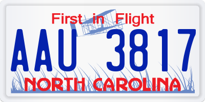 NC license plate AAU3817