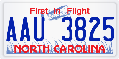 NC license plate AAU3825