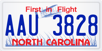 NC license plate AAU3828