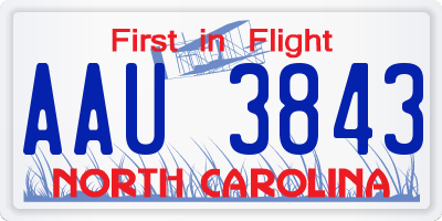 NC license plate AAU3843