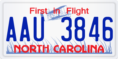 NC license plate AAU3846
