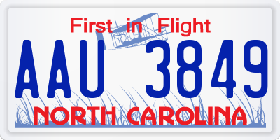NC license plate AAU3849