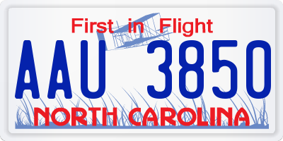 NC license plate AAU3850