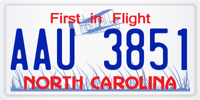 NC license plate AAU3851