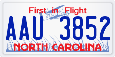 NC license plate AAU3852