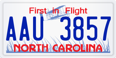 NC license plate AAU3857
