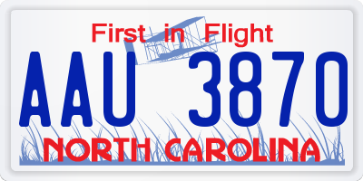 NC license plate AAU3870