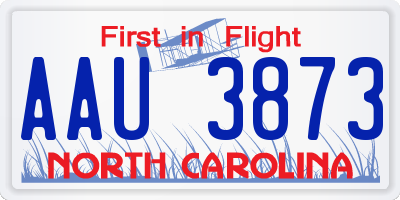 NC license plate AAU3873