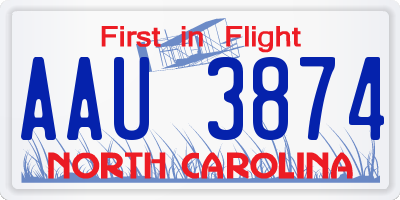 NC license plate AAU3874