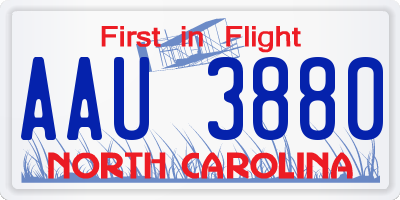 NC license plate AAU3880