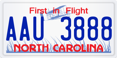 NC license plate AAU3888