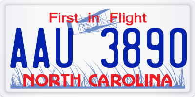 NC license plate AAU3890