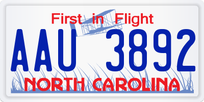 NC license plate AAU3892