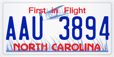 NC license plate AAU3894