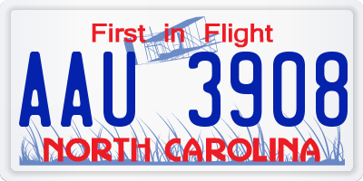 NC license plate AAU3908
