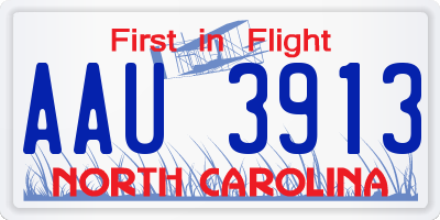 NC license plate AAU3913