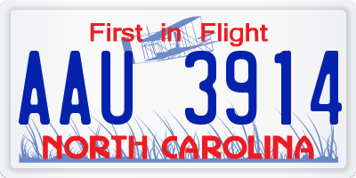 NC license plate AAU3914