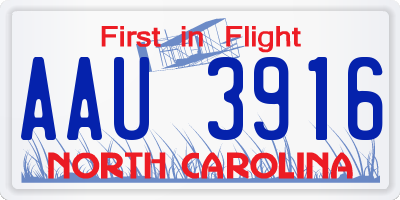 NC license plate AAU3916