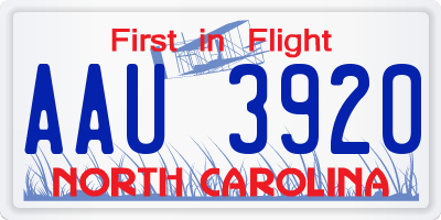 NC license plate AAU3920