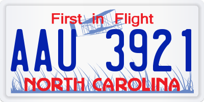 NC license plate AAU3921