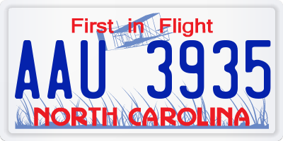 NC license plate AAU3935