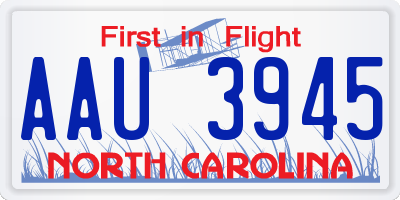 NC license plate AAU3945