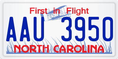 NC license plate AAU3950