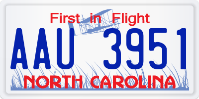 NC license plate AAU3951