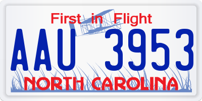 NC license plate AAU3953