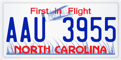 NC license plate AAU3955