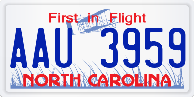 NC license plate AAU3959
